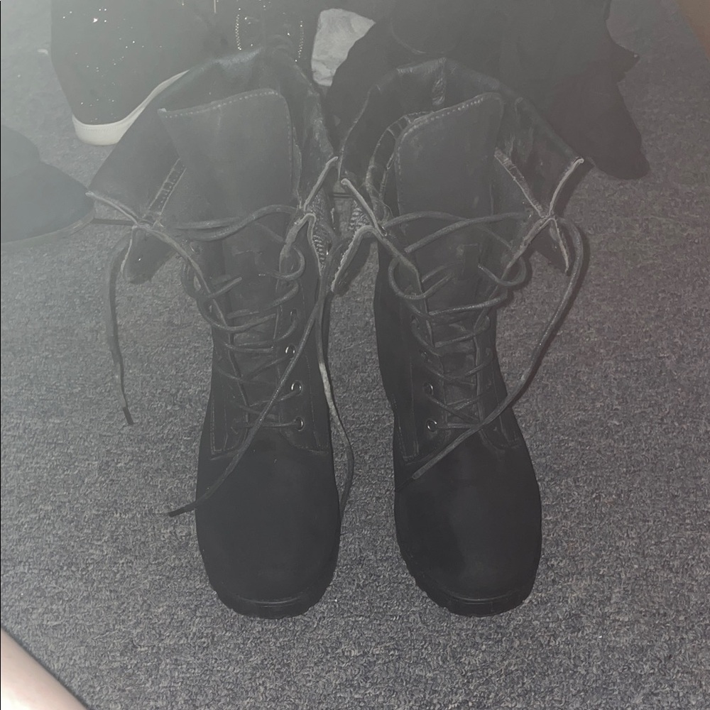 Black Lace-Up Women's Boots